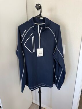 Sunice Navy Half-Zip Pullover with Gray Contrast Piping